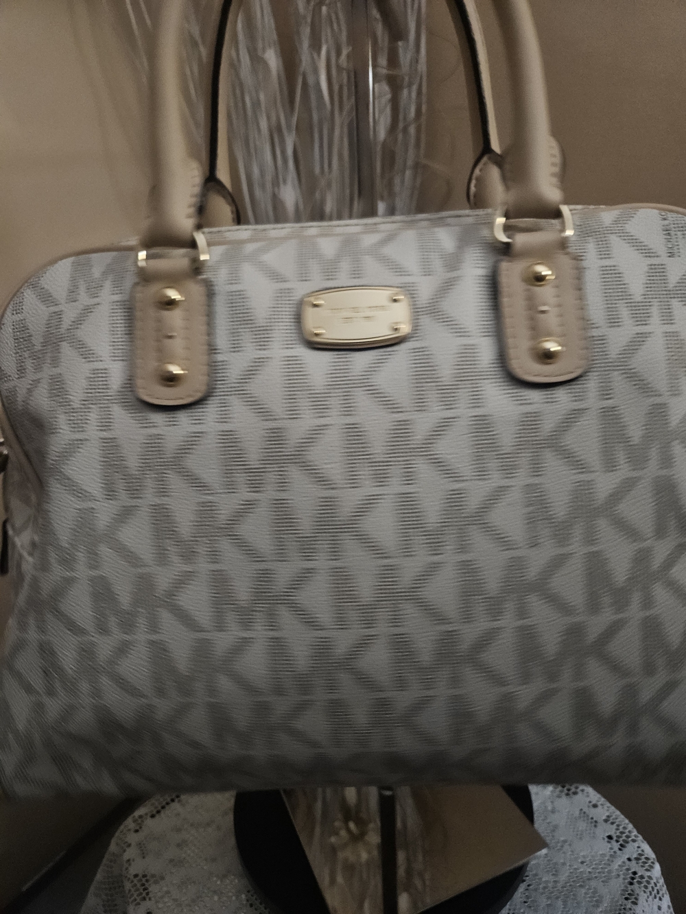 💓💚Womens Michael Kors Beige Logo Lined Handbag Interior - Preowned❤️💘